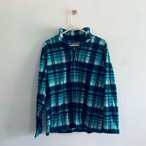 Victory Outfitters Blue Plaid Quarter Zip Fleece Sweatshirt